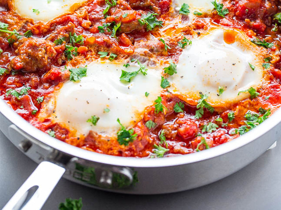 Eggs in Hell with Sausage