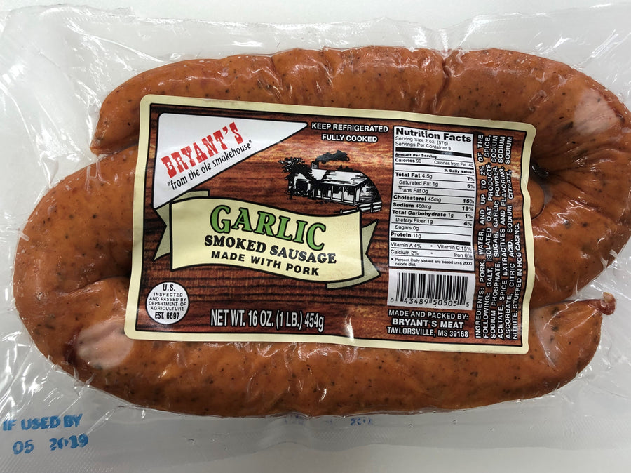 Bryant's Premium Garlic Smoked Sausage 6-Pack