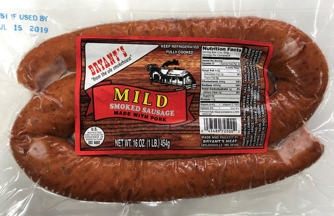 Bryant's Premium Mild Pork Smoked Sausage 6-Pack